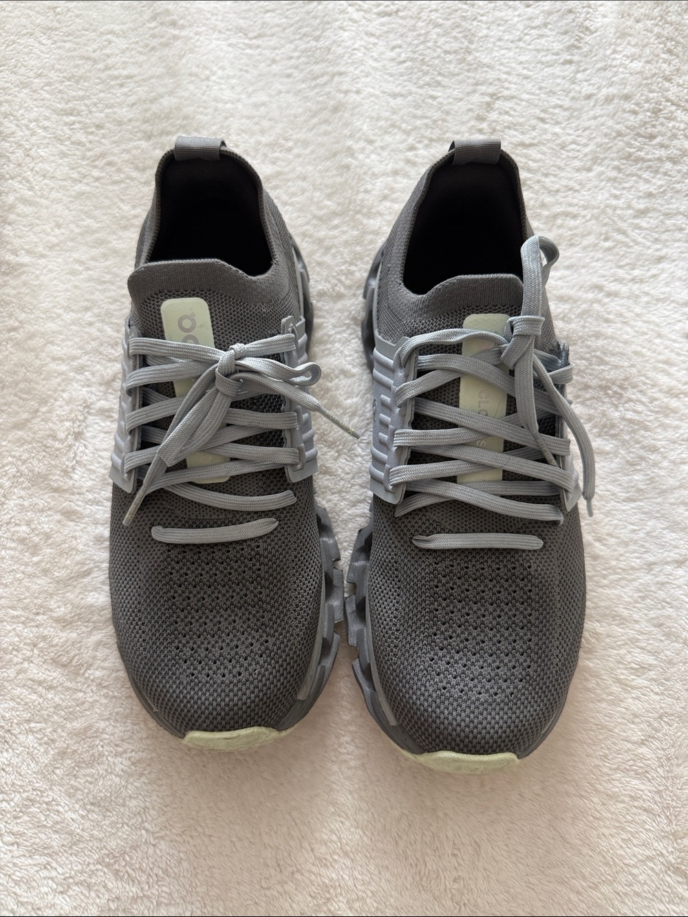 Women's Gray Knit Lace-Up Sneakers - Brand: